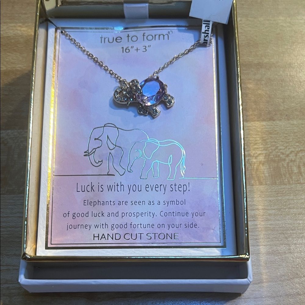 #1169+ True to Form Elephant Necklace with Hand Cut Stone